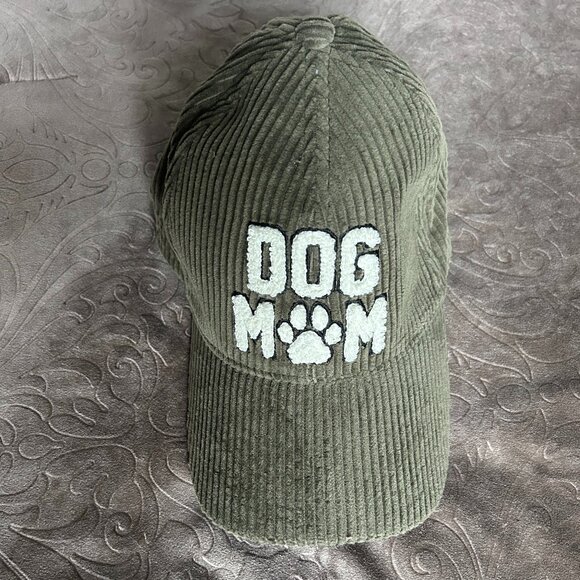 "Dog Mom" Gray, Corduroy, Cap - Picture 1 of 3